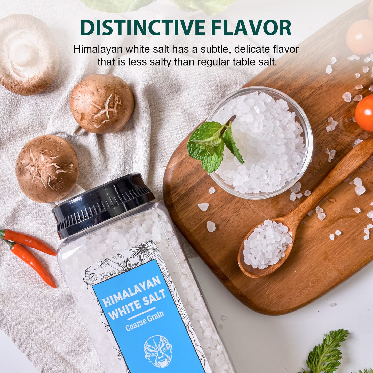 Soeos Himalayan Sea Salt, 39 oz (2.4 lb) + Whole Black Peppercorns, 18oz (1.1 lb) White Himalayan Salt Coarse Grain, Whole Black