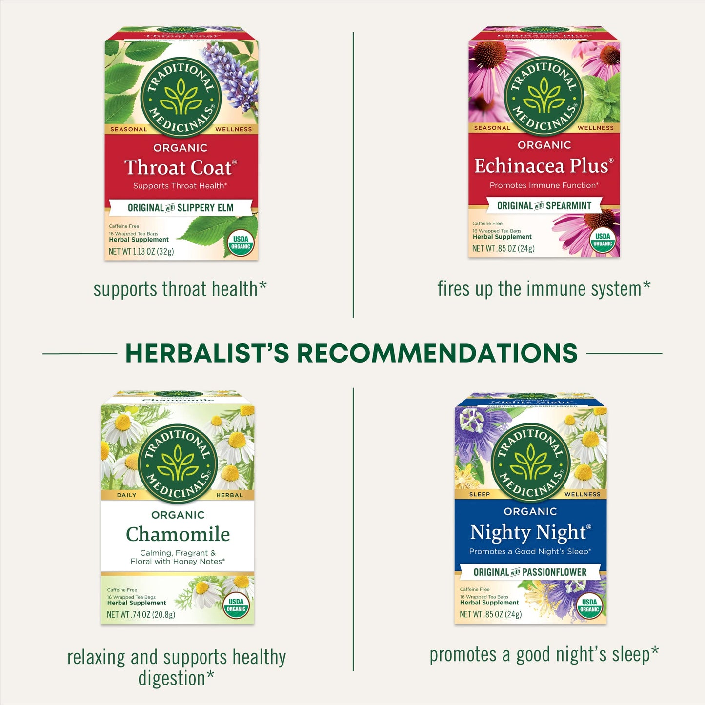 Traditional Medicinals Tea, Organic Cold Care Pm, Get A Good Night'S Sleep, 16 Tea Bags