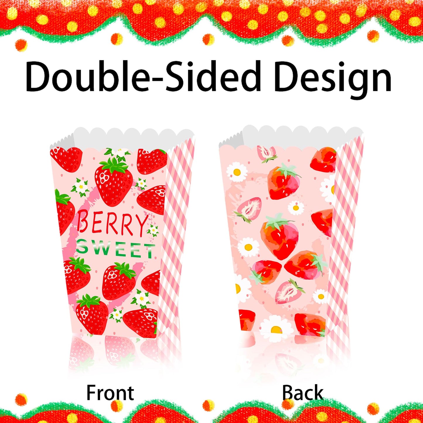 Jevenis 12 Pcs Strawberry Party Favor Popcorn Boxes Summer Strawberry Boxes Goodies Boxes Treat Box For Berry One Strawberry Bir