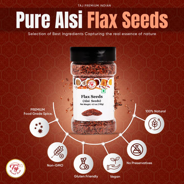 Aj Premium Indian Alsi Flax Seeds (Linseed), 4.5Oz (130G)