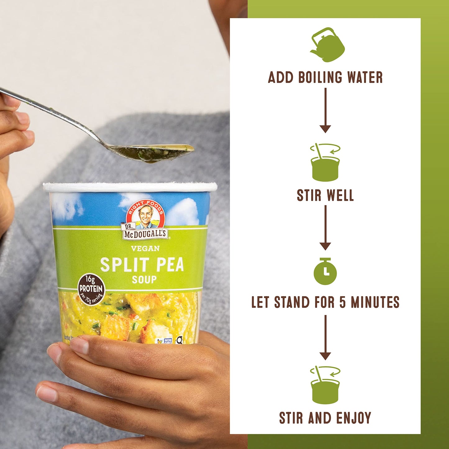 Dr. McDougall s Vegan Split Pea Soup - Gluten Free - Ramen Noodles - Instant Ramen Noodle Cups - Low Sodium Ramen - Non-GMO - V