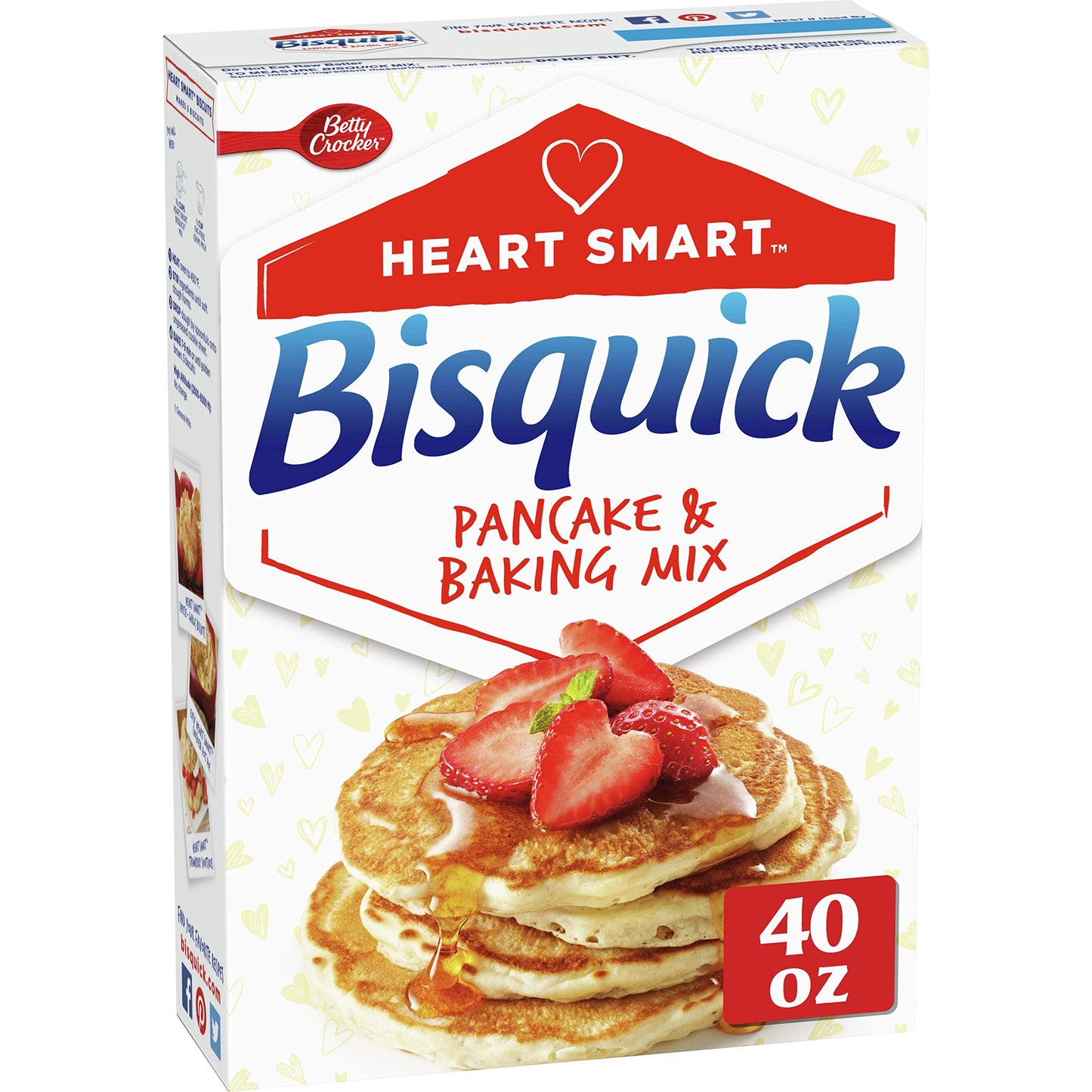Betty Crocker Bisquick Pancake and Baking Mix, Low Fat, Cholesterol Free, Heart Smart, 40 oz