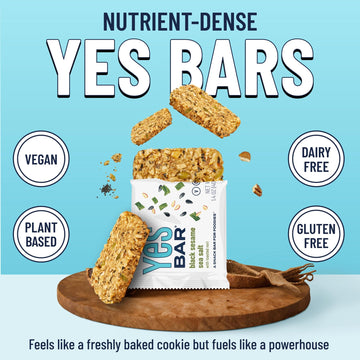 The YES Bar Black Sesame Sea Salt Plant Based Protein Snack Bar 6 Count Vegan Gluten Free Low Sugar Keto Friendly