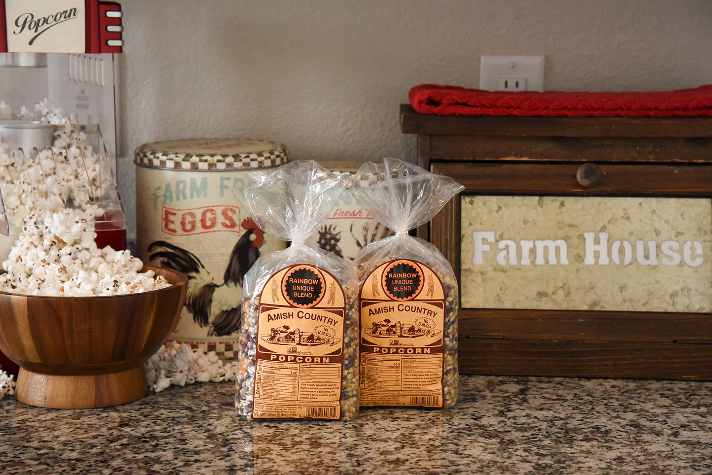 Amish Country Popcorn | 2-2 lb Bags | Rainbow Popcorn Kernels | Old Fashioned, Non-GMO and Gluten Free