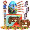 Sweetzo Easter Basket Candy Gift Set for Gamers, 4 Items, Medium Size, Includes Super Mario Egg, Jelly Beans, Chocolate Controller, Mini Bunnies