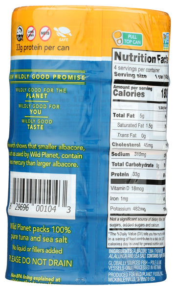 Wild Planet Wild Albacore Tuna Cans, 5 Ounce, 4 Pack