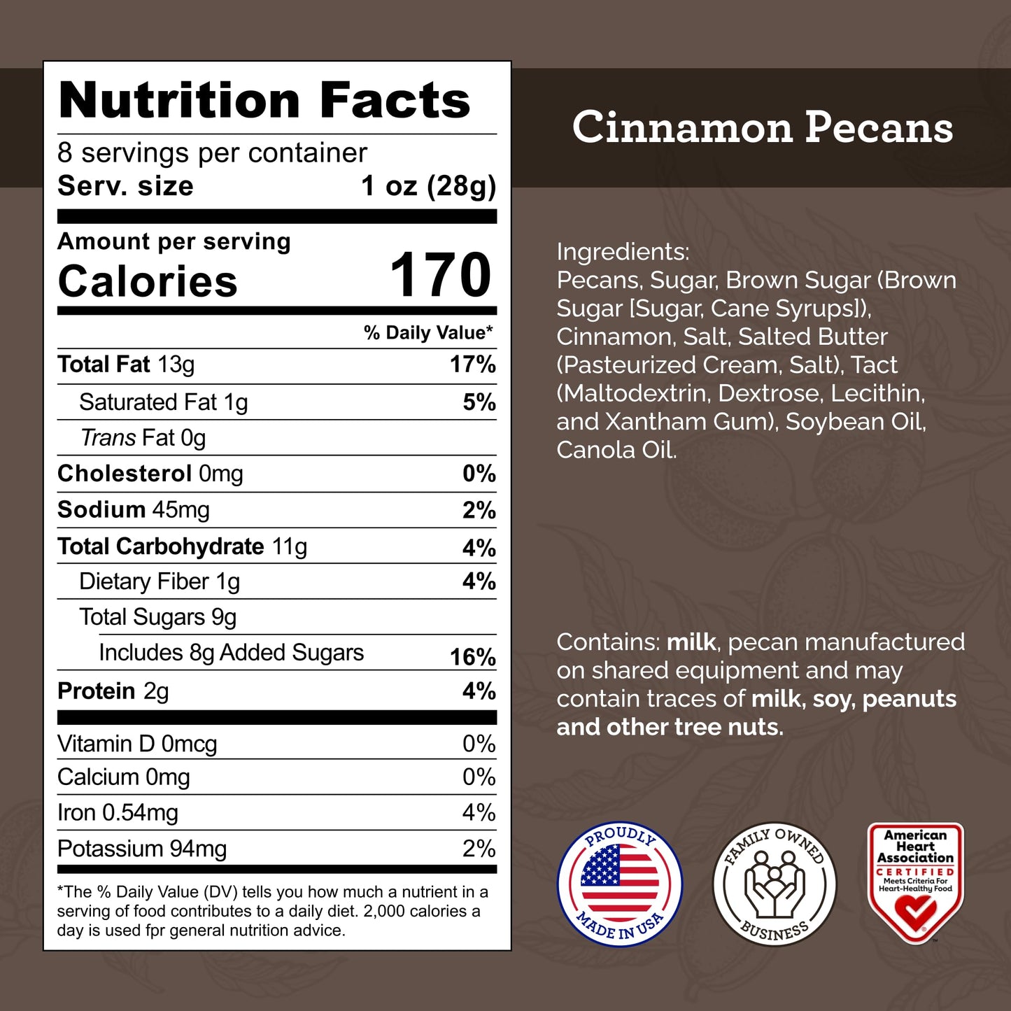 HUDSON PECAN COMPANY: Cinnamon Candied Pecans | Georgia Grown Family Owned. Cinnamon & Sugar Candy Coated, Expertly Baked to Per