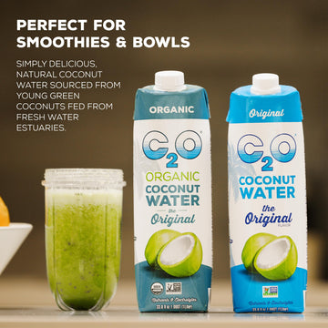 C2O Coconut Water - Original Flavor - Non-GMO - 12 Tetra Packs - 16.9 FL OZ Each