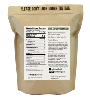 Anthony'S Date Sugar, 1 Lb, Gluten Free, Non Gmo, Vegan, Granulated