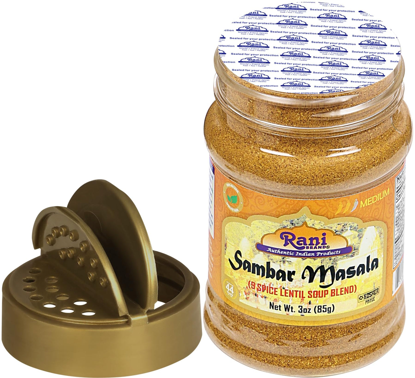 Rani Sambar Masala (Lentil Soup Spice Blend) 3Oz (85G) Pet Jar ~ All Natural | Vegan | No Colors | Gluten Friendly | Non-Gmo | Kosher | Indian Origin