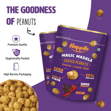 Happilo Premium Super Snack Magic Masala Peanut 150G, Crunchy And Nutty, High In Protein And Dietary Fibre