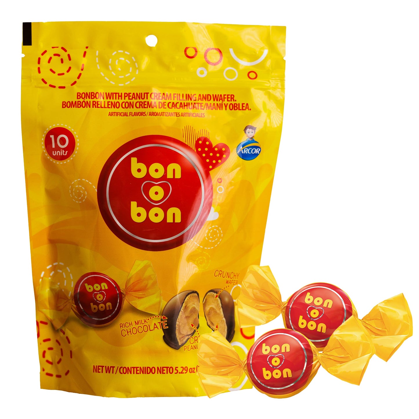 Bon O Bon Chocolate Bon Bons Decadent Chocolate Truffles With A Creamy Peanut & Wafer Filling 15G X 10 Bonbons
