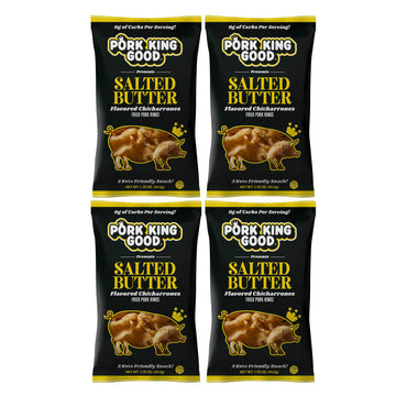 Pork King Good Salted Butter Pork Rinds (Chicharrones) (4 Pack) Keto Snacks