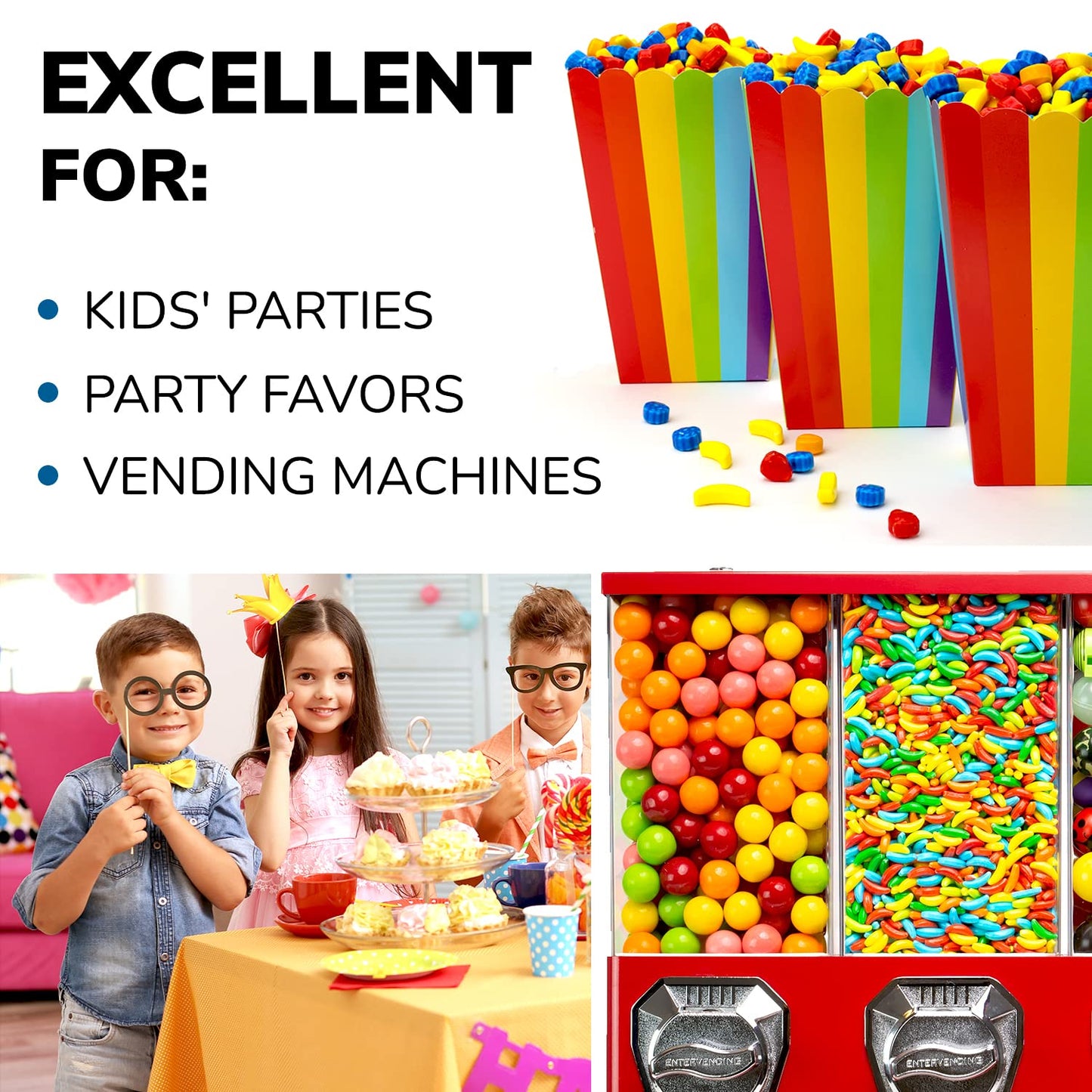 Bulk Candy - Hard Candy for Kids - 2 Lb Fruit Shape Candy - Party Favor Candy - Colorful Candy for Vending - Assorted Candy for