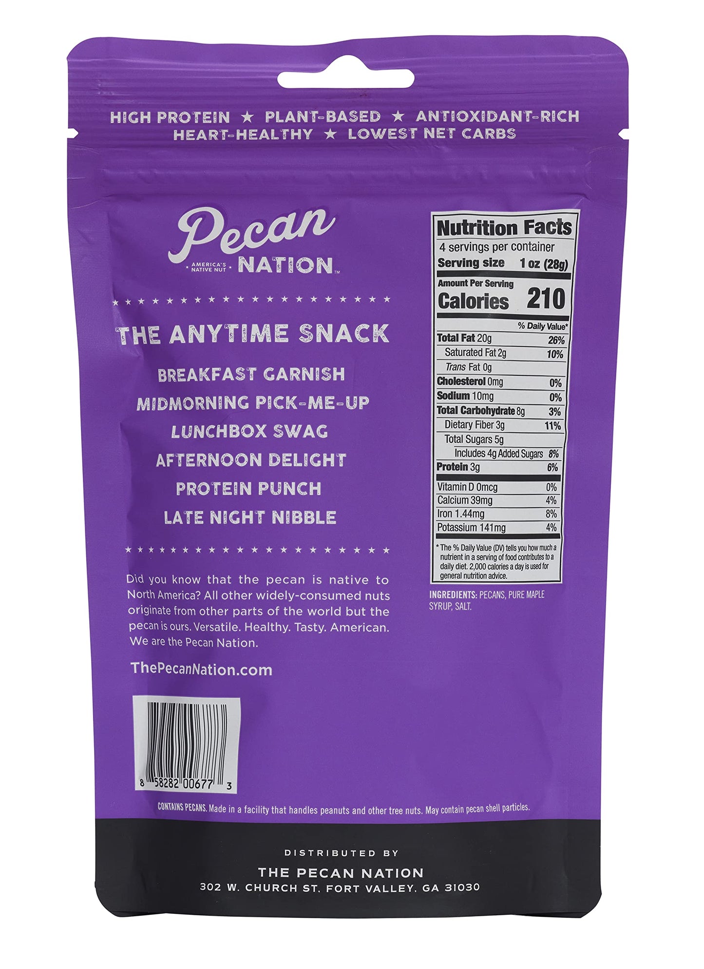 Pecan Nation Maple Flavored Roasted Sweet Pecan Pieces 4 Oz., Natural, No Preservatives, Antioxidant-Rich, Non-Gmo, Healthy Nut