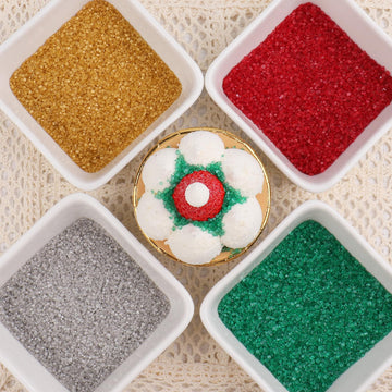 Sanding Sugar Christmas Sprinkles For Cake Decorating, 4 Colors Holiday Sprinkles Silver Gold Red And Green Sparkling Decorating
