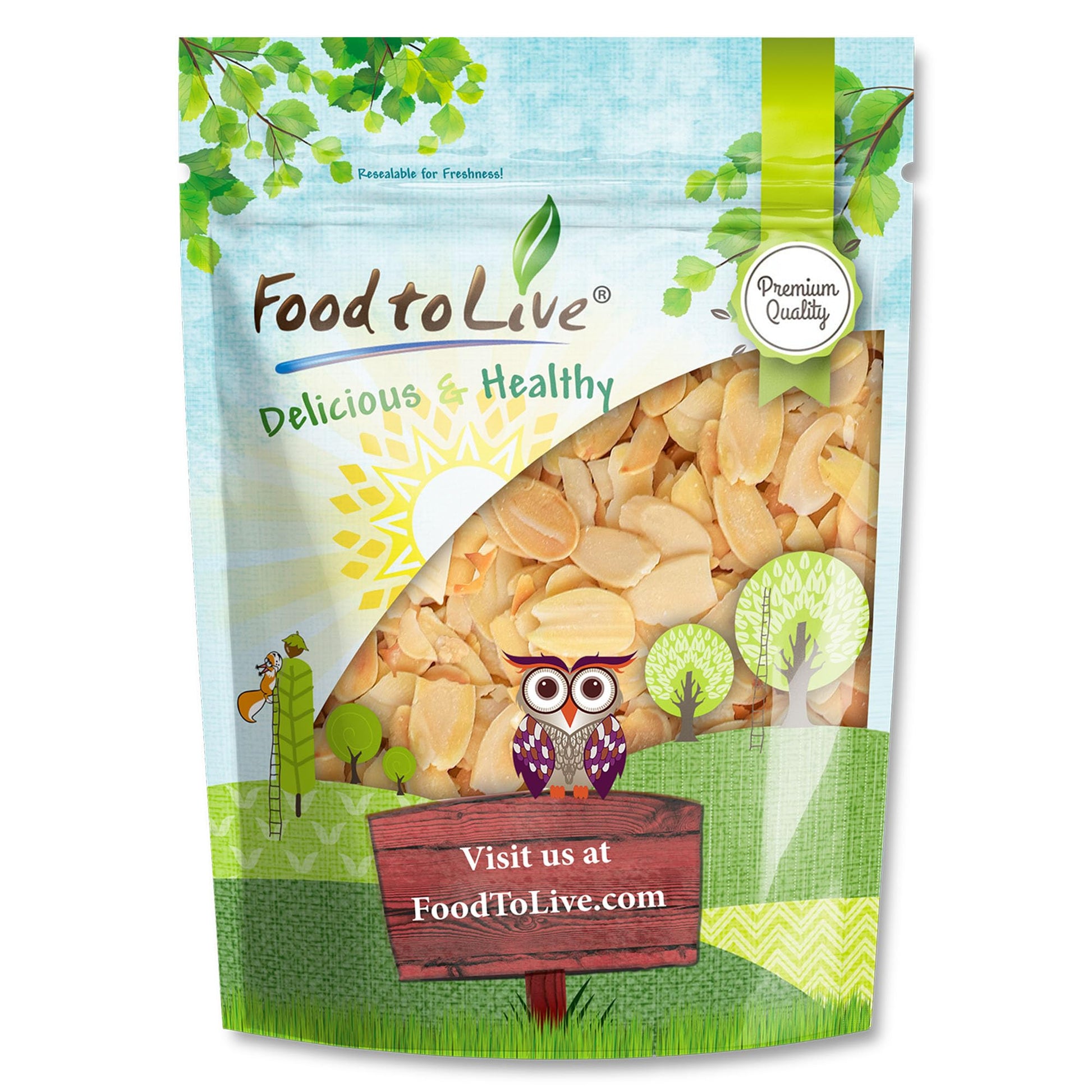 Food to Live Dry Roasted Blanched Sliced Almonds with Himalayan Salt, 6 Ounces - Perfectly Oven Toasted for Maximum Flavor, Ligh