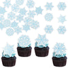 Gyufise 60Pcs Edible Snowflake Cupcake Toppers and Cake Decorations - Wafer Paper Sprinkles for Christmas Winter Holiday Theme P