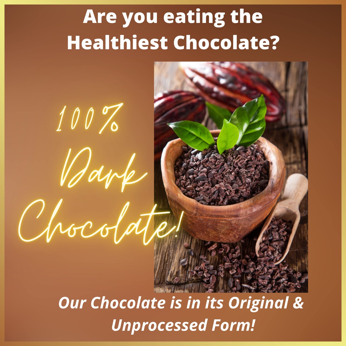 Pure Natural s Cacao Nibs, Unsweetened Dark Chocolate Chips, Organic, 32 oz (2 lb), Dark Brown