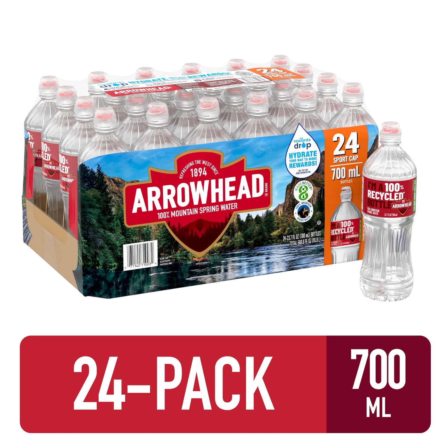 Arrowhead Spring Water Case Bundle - 23.7 oz (Pack of 72) - Sport Top - 3 Cases - Refreshing & Hydrating Water by Generic