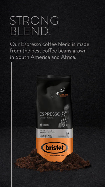 Bristot Espresso Cremoso Italiano Ground Coffee | Italian Espresso | Medium Roast | For Home Espresso Machines | 8.8Oz/250G