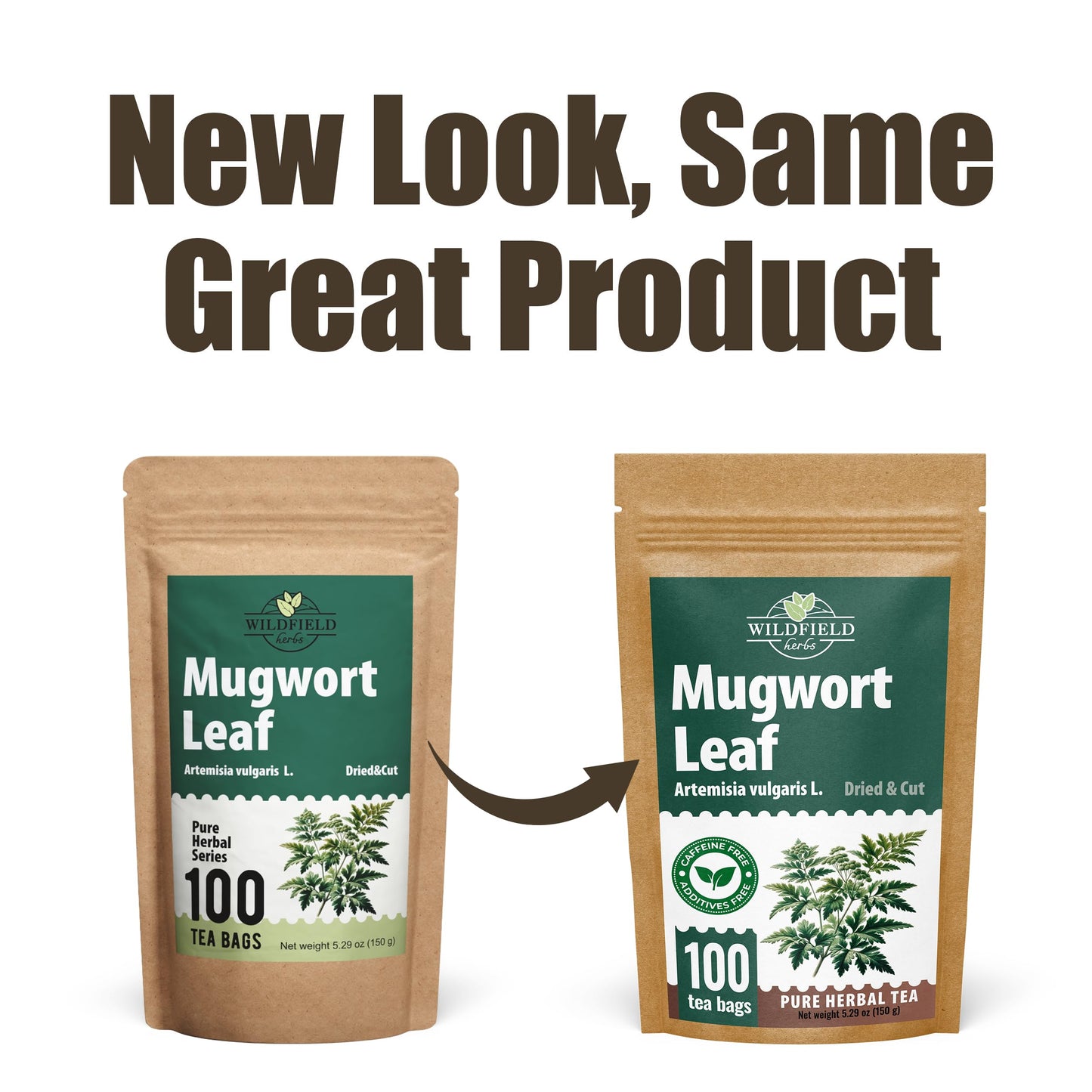 WILDFIELD HERBS Dried Mugwort Tea - 100 Count Tea Bags, 1.5g Each, Herbal Tea