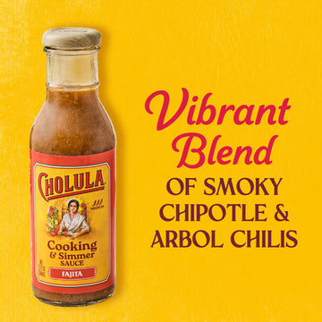 Cholula Cooking & Simmer Sauce, Fajita, Medium Heat, For Chicken, Steak, Shrimp & Veggie Fajitas, 12 Fl Oz