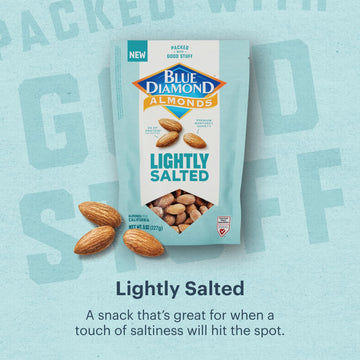 Blue Diamond Almonds, Premium Lightly Salted Snack Nuts For A Low Sodium Option With Protein, 8 Ounce (Pack Of 1)