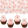 Gyufise 54Pcs Edible Cherry Blossoms Cake Decorations Edible Cherry Blossoms Cupcake Toppers Wafer Paper Flowers Cake Toppers fo