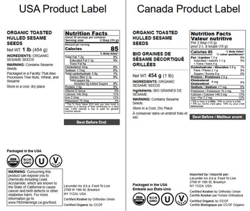 Food to Live Organic Toasted Hulled Sesame Seeds, 1 Pound - Crunchy and Nutritious Snack, Oven Roasted, Unsalted, No Oil Added,