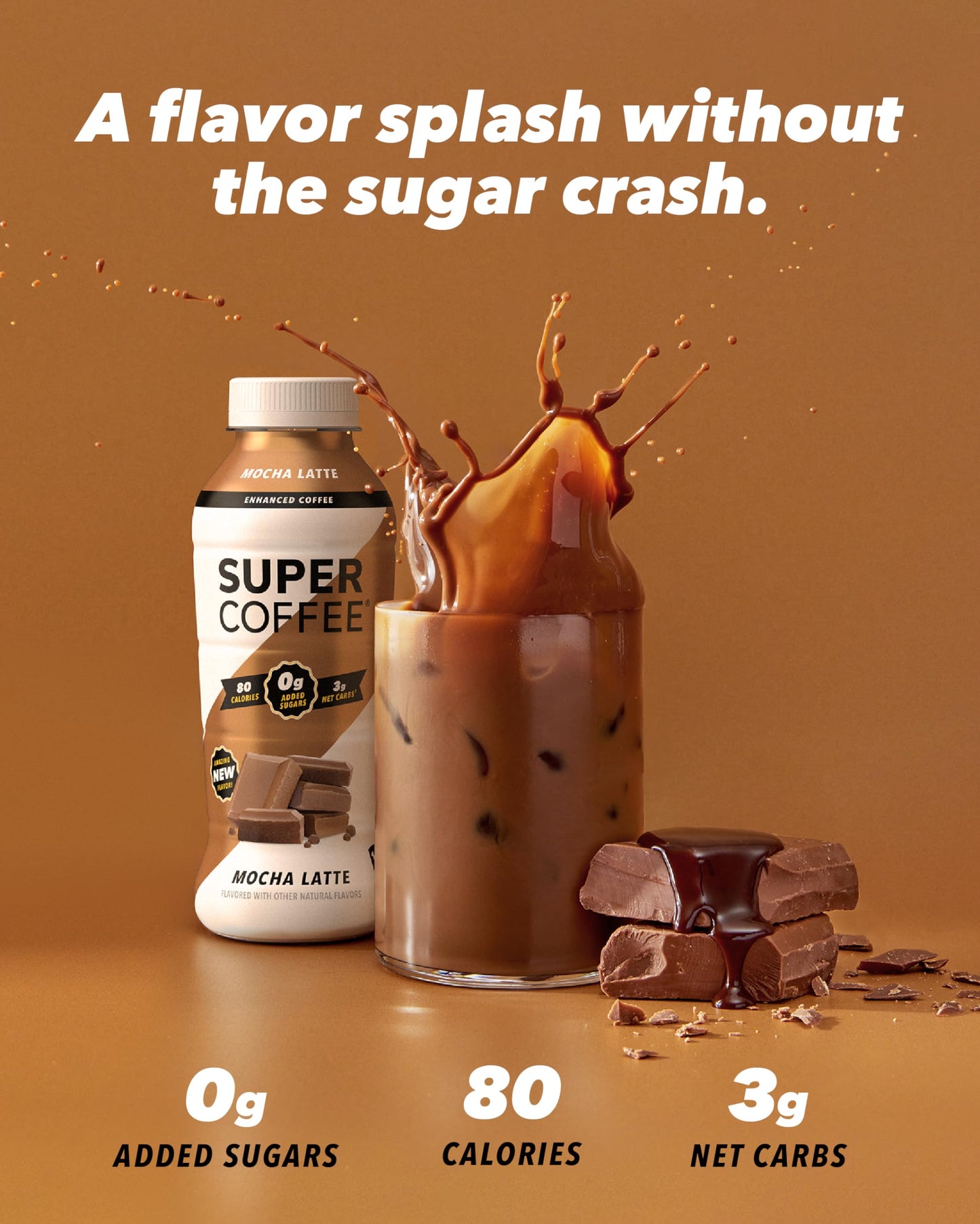 SUPER COFFEE Iced Keto Coffee, 10g Protein, 0g Added Sugar, Caramel, 12 Fl Oz (Pack of 12)