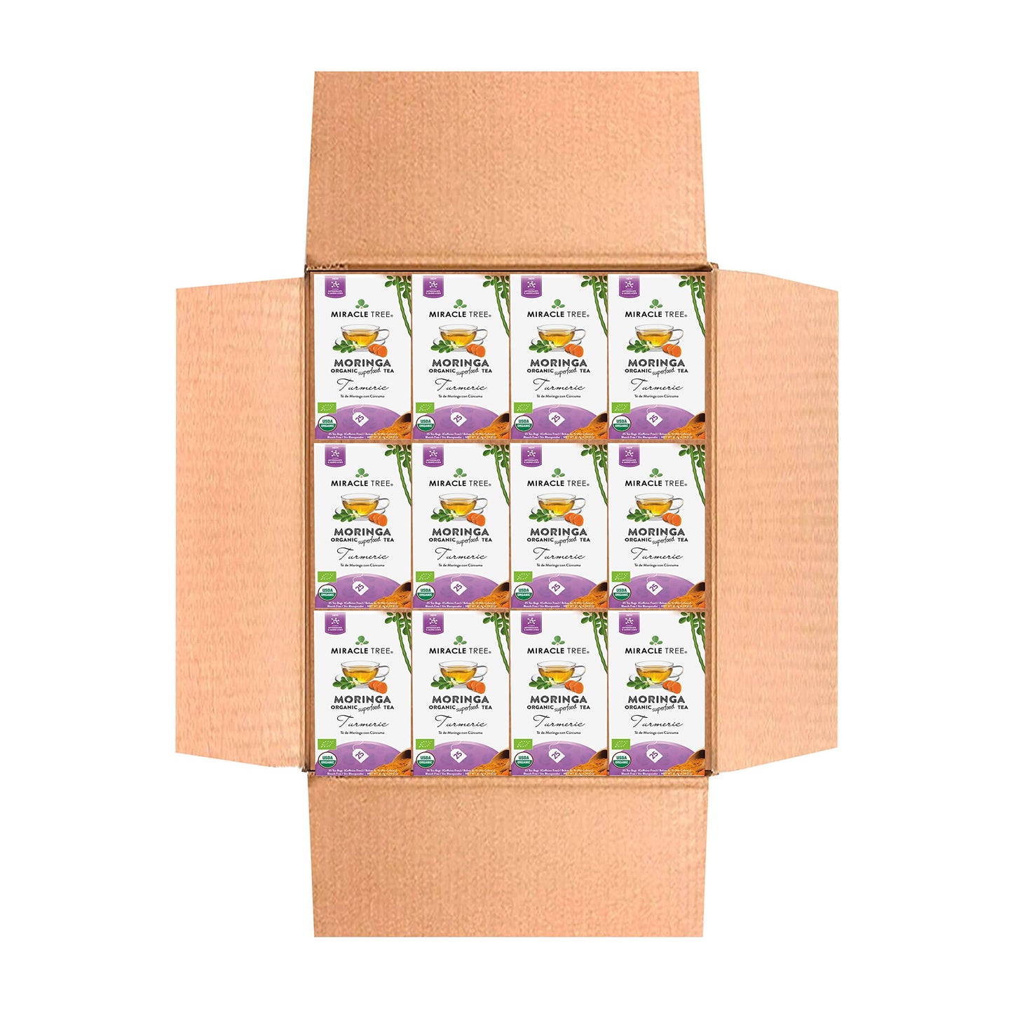 Effectivetree - 12 Count Of Organic Moringa Superfood Tea 25 Individually Sealed Tea Bags Turmeric (Keto Detox Energy/Immunity Booster Vegan Gluten-Free Organic Non-Gmo Energy Blend-Free)