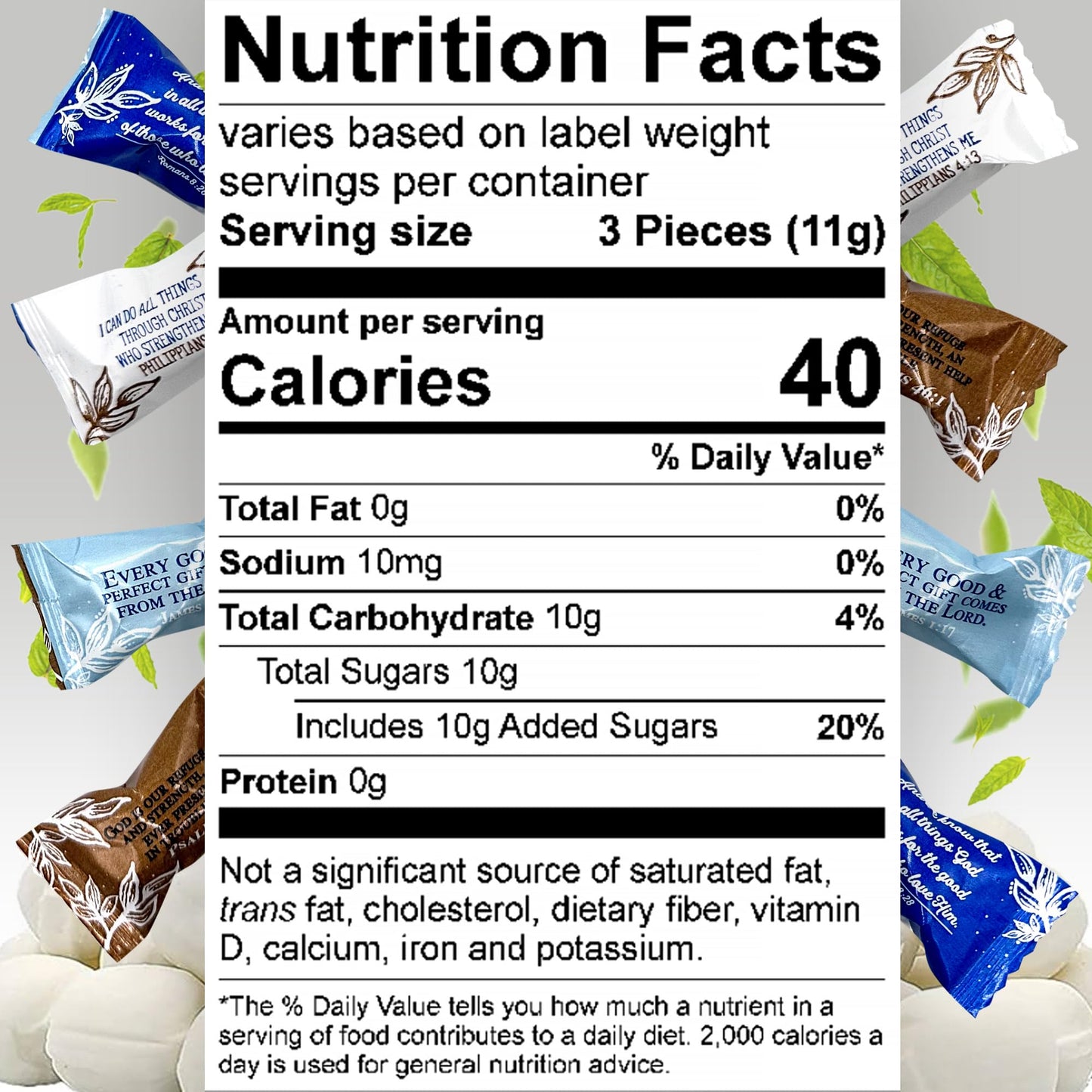 Bible Verse Buttermints 100 Count - Soft Butter Mints Individually Wrapped After Dinner Mint, Christian Scripture Candy, Thank Y