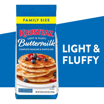 Krusteaz Complete Buttermilk Pancake and Waffle Mix, Light & Fluffy, 56 oz Bag