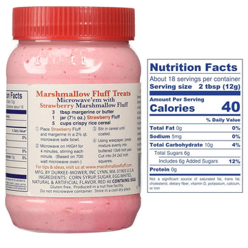 Marshmallow Fluff | Traditional Marshmallow Spread And Cr譥 | Gluten Free, No Fat Or Cholesterol (Strawberry, 7.5 Ounce (Pack Of 1))