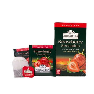 Ahmad Tea Black Tea, Strawberry Sensation Teabags, 20 Ct (Pack Of 1) - Caffeinated & Sugar-Free