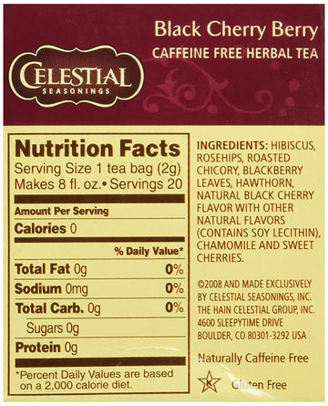 Celestial Seasonings Black Cherry Berry Tea, 20 Ct