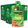 Happy Baby Organics Savory Blends Stage 2 Baby Food, Broccoli & Carrots With Olive Oil + Garlic, 4 Ounce Pouch (Pack Of 16)