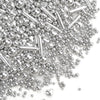 Dazzjoy Edible Silver Pearl Heart Rods Sprinkles, 130g/4.58oz, Mix Size, Silver Pearl Sprinkles for cupcake decorating, Cupcake