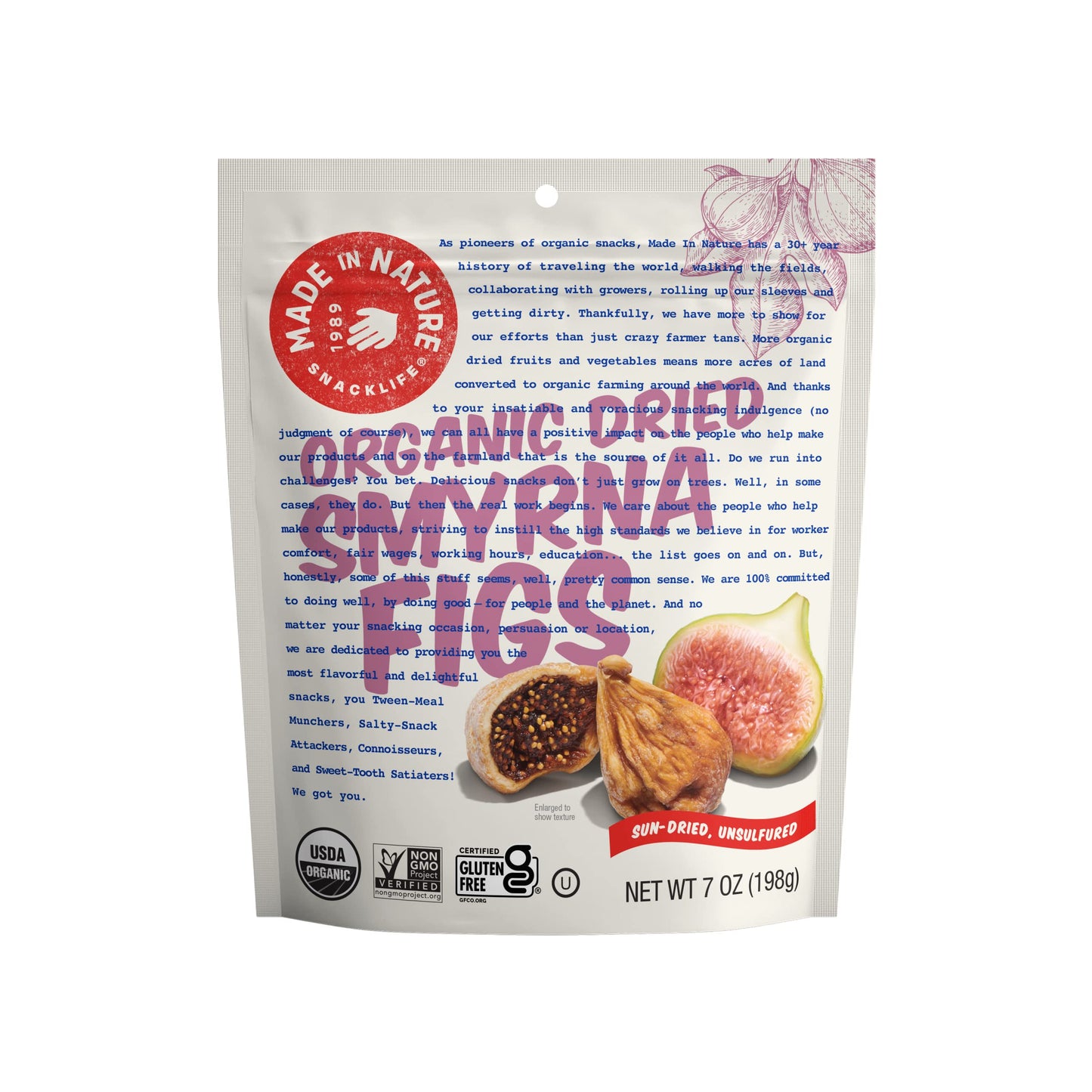 Made In Nature Organic Dried Fruit, Turkish Smyrna Figs, 7Oz Bags (6 Count) - Non-Gmo, Unsulfured Vegan Snack
