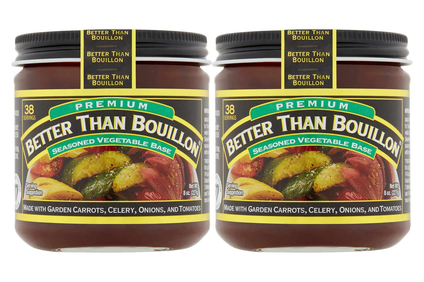 Better Than Bouillon Premium Seasoned Vegetable Base, Blendable Base For Added Flavor, 38 Servings Per Jar 8 Ounce (Pack Of 2)