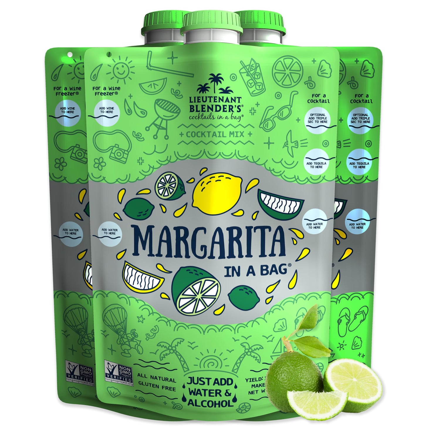 Lt. Blender Margarita Mix - Non-GMO Cocktail Mix, Makes 1/2 Gallon, Pack of 3, No Blender Needed