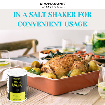 Aromasong 100% Natural Sea Salt From The Dead Sea, Fine Grain Table Salt, 13 Oz. Salt Shaker, 100% Pure & Natural, Unrefined, Gl