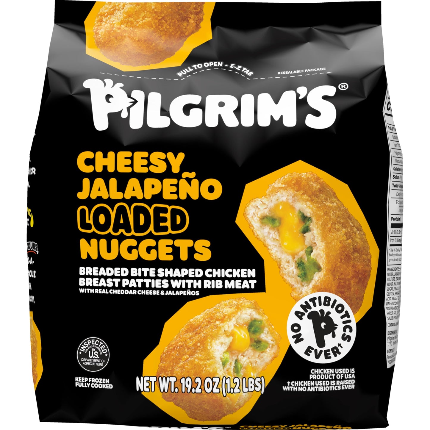 Pilgrims Cheesy Jalapeno Loaded Nuggets | Fully Cooked | 12 G Protein | Frozen |1.20 LB