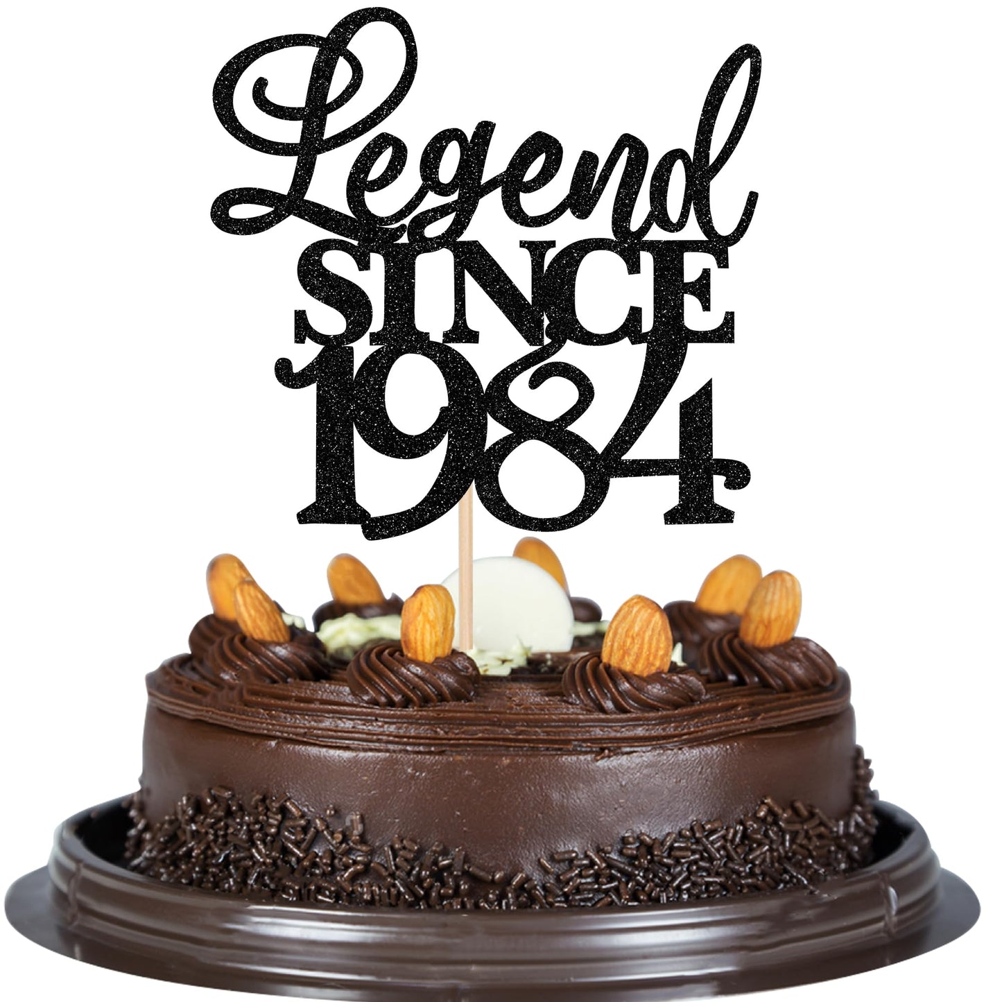 Rsstarxi 1 Pack Legend Since 1984 Cake Topper Glitter Forty Cheers To 40Th Birthday Cake Decorations For Happy 40Th Men And Women Birthday Wedding Anniversary Party Cake Decorations Black