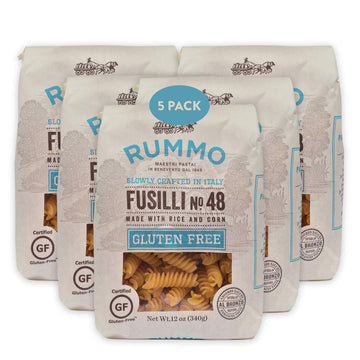 Rummo Gluten Free Fusilli N.48 - Gluten Free Fusilli Pasta Noodles, Made With Brown Rice & Corn, Pasta From Italy - 12 Ounce (Pack Of 5)