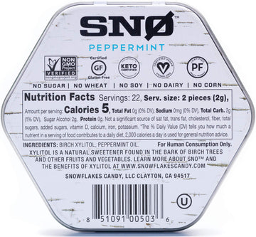 Peppermint Keto Xylitol Candy Chips (6-Pack) - Sn 1.5Oz Tin - Sugar-Free Candy With Only 2 Ingredients | Low Carbs, Diabetic-Fri