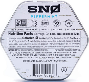 Peppermint Keto Xylitol Candy Chips (3-Pack) - Sn 1.5Oz Tin - Sugar-Free Candy With Only 2 Ingredients | Low Carbs, Diabetic-Fri