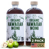 Healing Noni - 2-Pack Glass Bottle 32Oz - 100% Pure Hawaiian Organic Noni Juice - All-Natural Unsweetened Fresh Fruit - Farm Dir