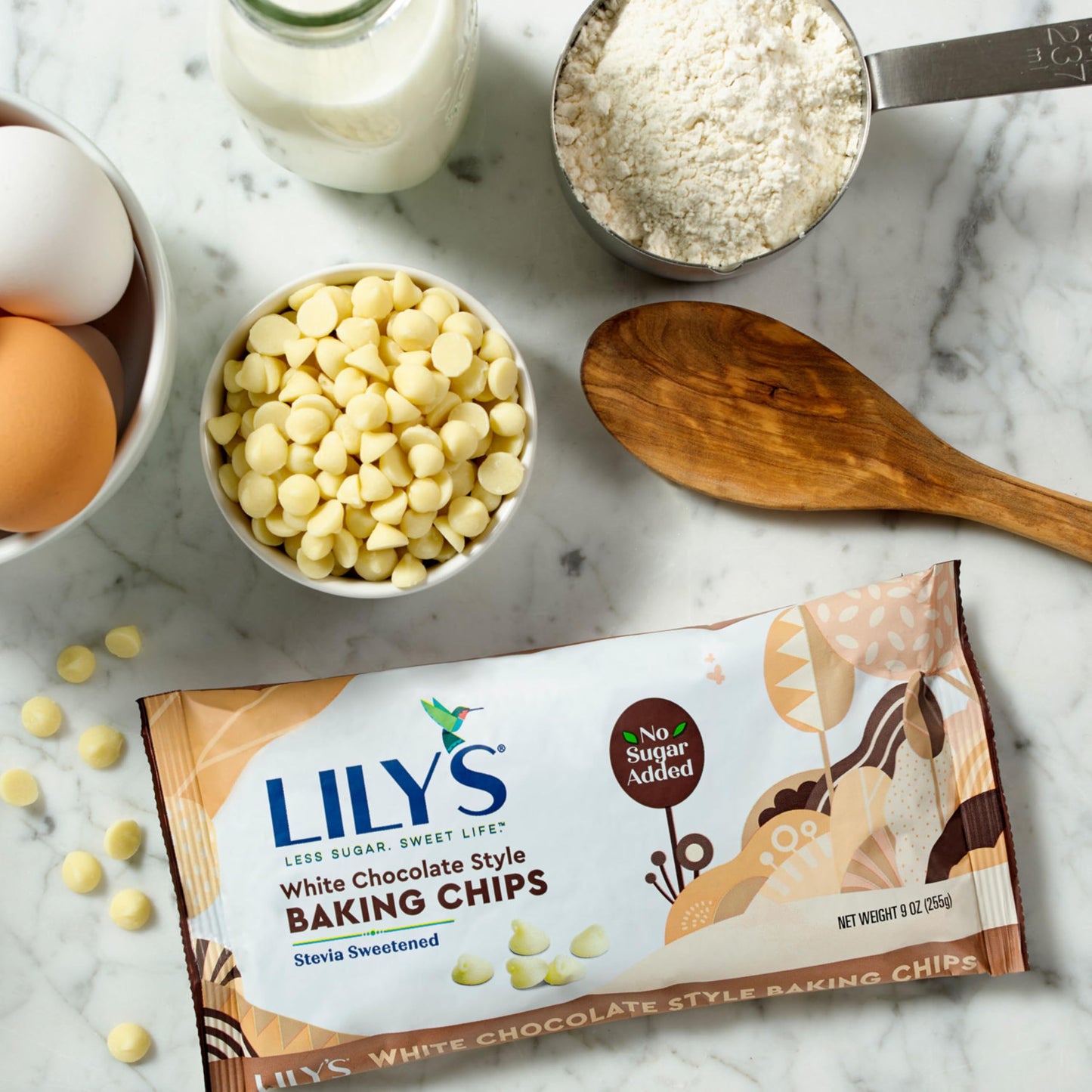 LILYS White Chocolate Style No Sugar Added, Baking Chips Bag, 9 oz